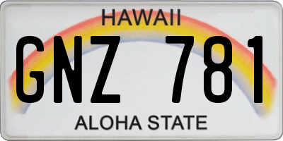 HI license plate GNZ781