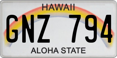 HI license plate GNZ794