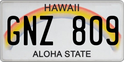 HI license plate GNZ809
