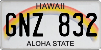 HI license plate GNZ832