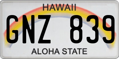 HI license plate GNZ839