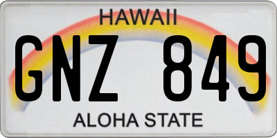 HI license plate GNZ849