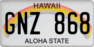 HI license plate GNZ868