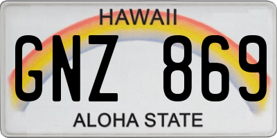 HI license plate GNZ869