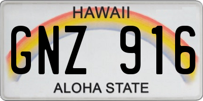 HI license plate GNZ916