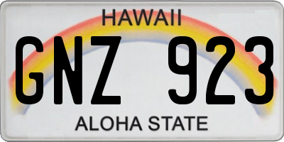 HI license plate GNZ923