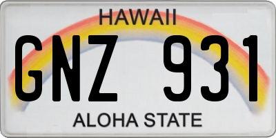 HI license plate GNZ931