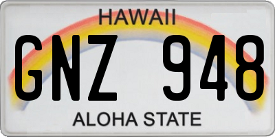 HI license plate GNZ948
