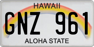 HI license plate GNZ961