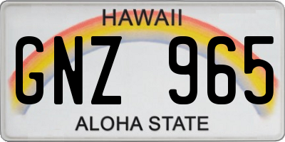 HI license plate GNZ965
