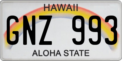 HI license plate GNZ993