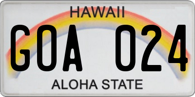 HI license plate GOA024