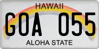 HI license plate GOA055