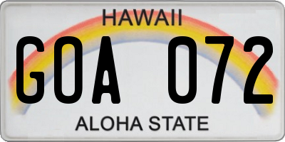 HI license plate GOA072