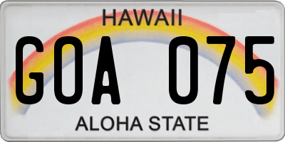 HI license plate GOA075
