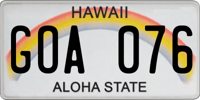 HI license plate GOA076