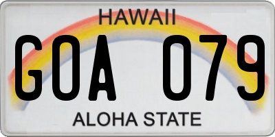 HI license plate GOA079