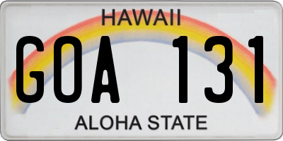 HI license plate GOA131