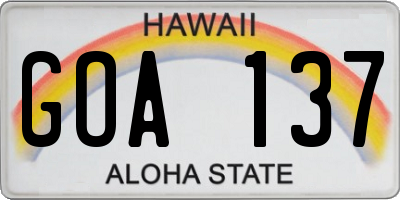 HI license plate GOA137