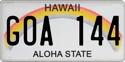 HI license plate GOA144