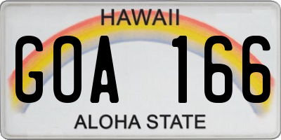 HI license plate GOA166