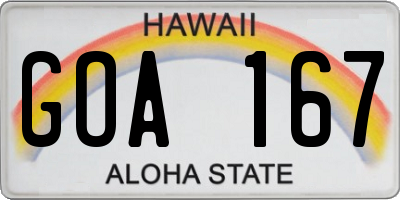 HI license plate GOA167