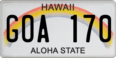 HI license plate GOA170