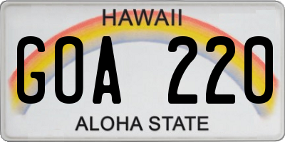 HI license plate GOA220