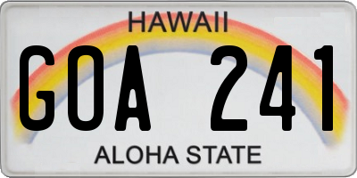 HI license plate GOA241