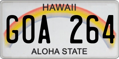 HI license plate GOA264