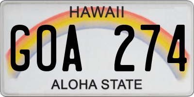 HI license plate GOA274