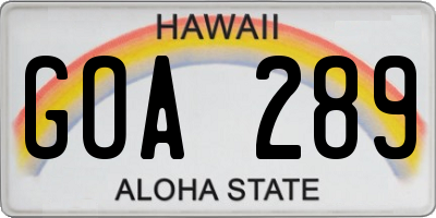 HI license plate GOA289