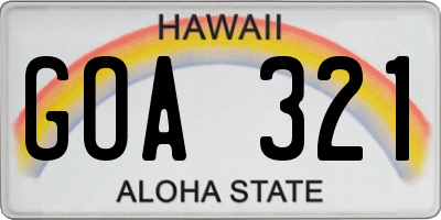 HI license plate GOA321