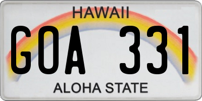 HI license plate GOA331