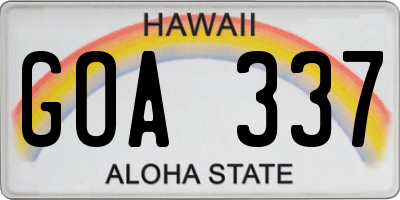 HI license plate GOA337