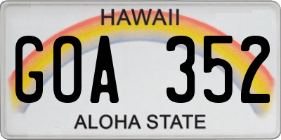 HI license plate GOA352