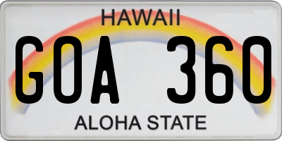 HI license plate GOA360