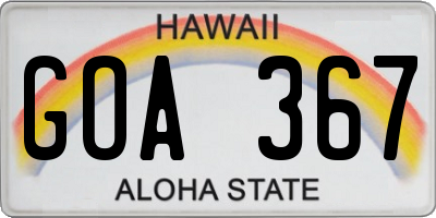 HI license plate GOA367