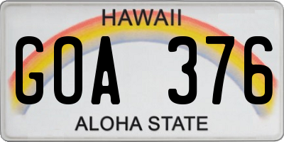 HI license plate GOA376