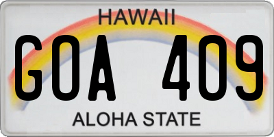 HI license plate GOA409