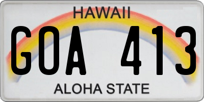 HI license plate GOA413