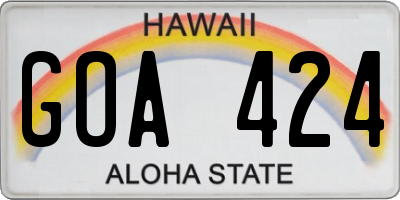 HI license plate GOA424