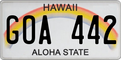 HI license plate GOA442