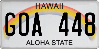 HI license plate GOA448