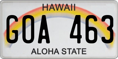 HI license plate GOA463