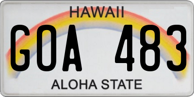 HI license plate GOA483
