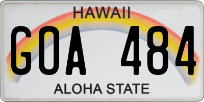 HI license plate GOA484