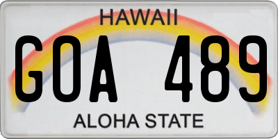 HI license plate GOA489