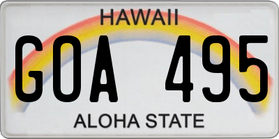 HI license plate GOA495