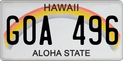 HI license plate GOA496